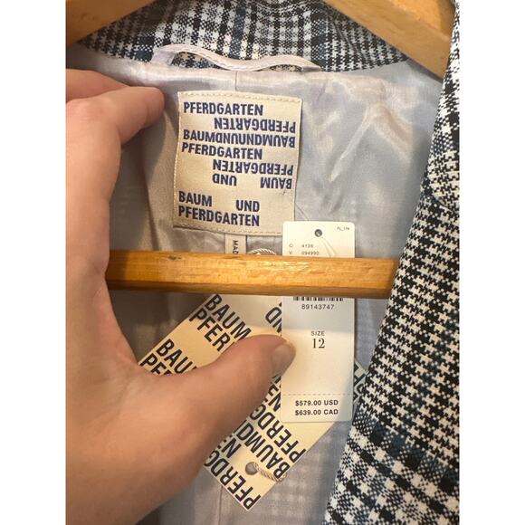 Baum und Pferdgarten NWT Bodia Oversized Blazer Blue Plaid Check Jacket Size 12 - Picture 6 of 12
